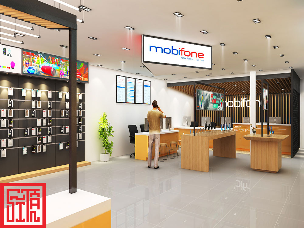 Phân bổ logo thương hiệu Mobifone tạo điểm nhấn sang trọng.