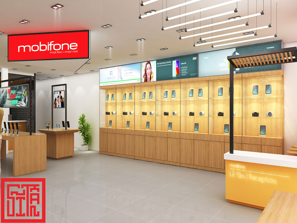 Thiết kế không gian mở, tràn ngập ánh sáng tự nhiên giúp khách hàng thoải mái trải nghiệm dịch vụ Mobifone.
