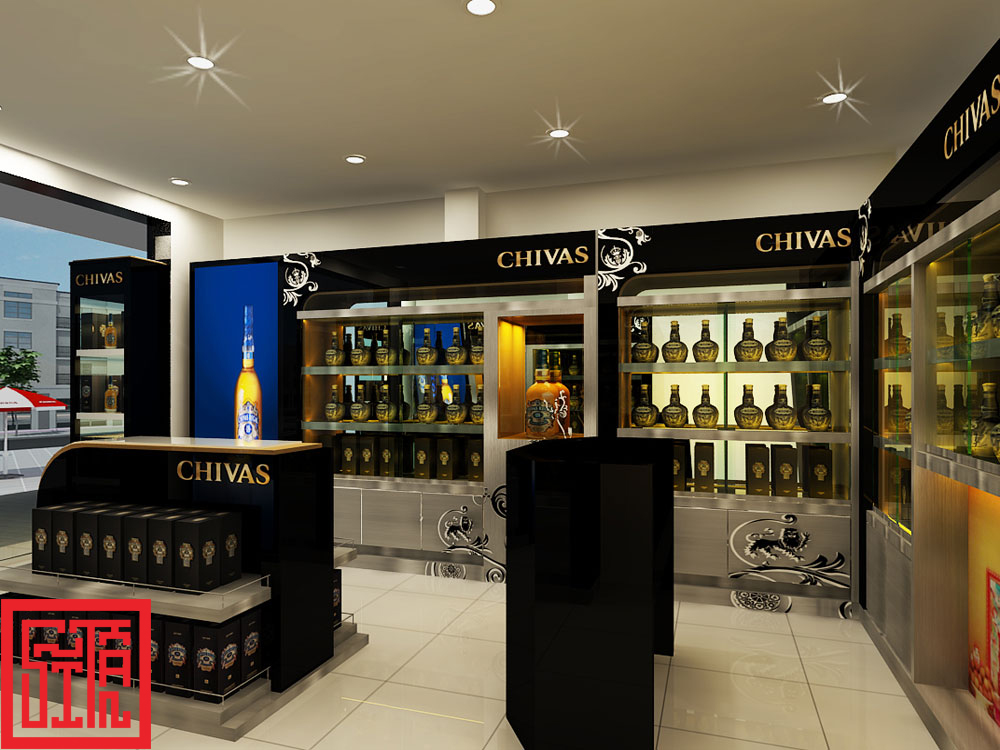Thiết kế ánh sáng và vật liệu cao cấp trong showroom Chivas.