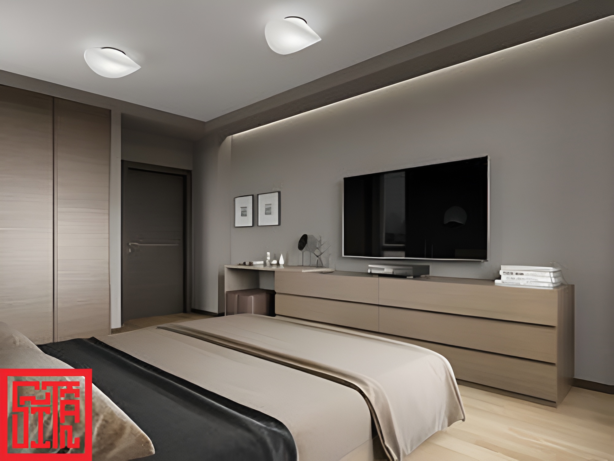 alt: Nội thất phòng ngủ khách sạn cao cấp với thiết kế tinh tế và vật liệu chất lượng 