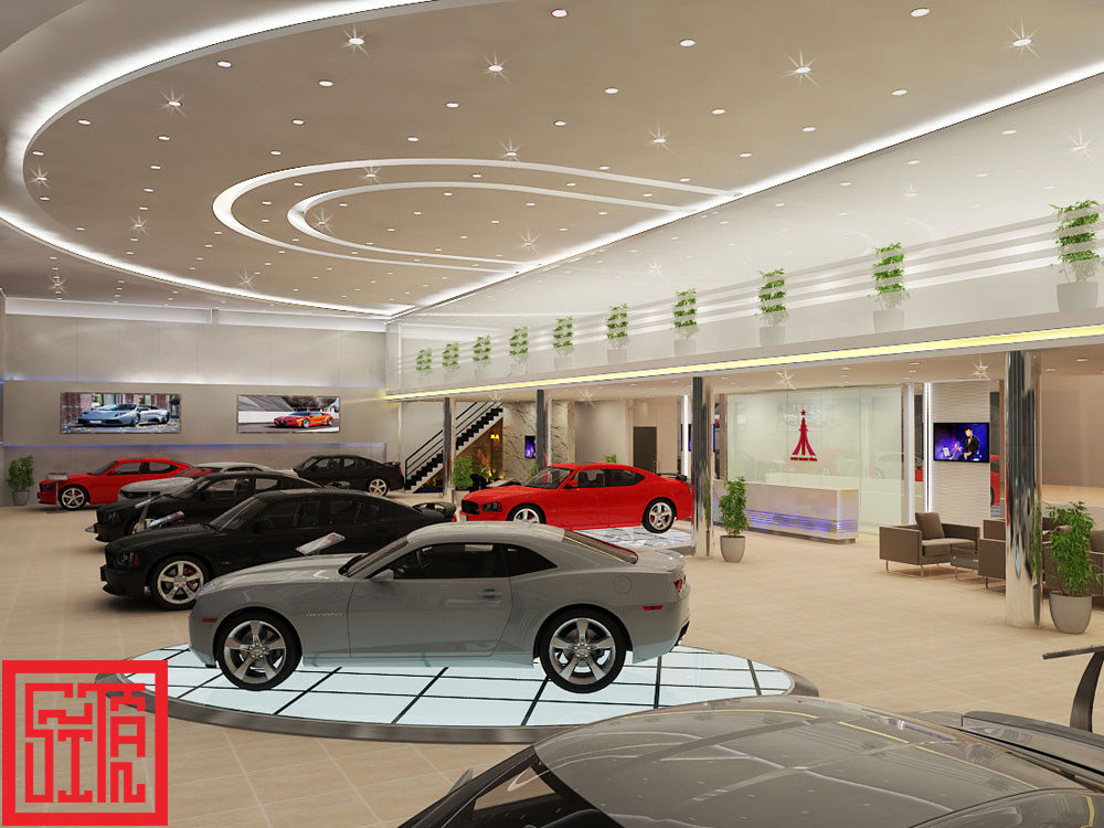 Thiết kế showroom ô tô Thành Tùng với không gian trưng bày hiện đại và sang trọng 