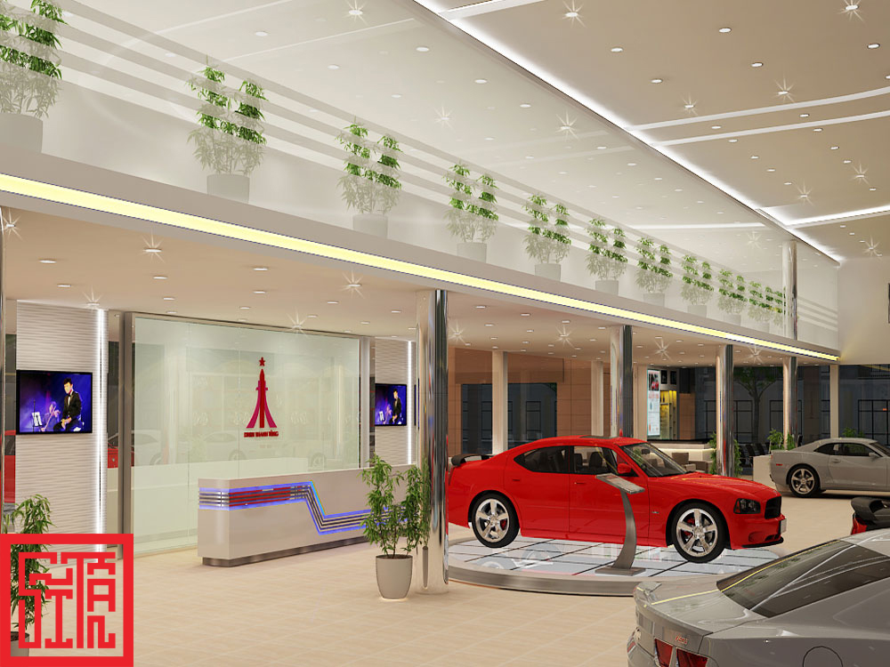 Thiết kế tổng thể showroom ô tô Thành Tùng với không gian hài hòa và tiện lợi 