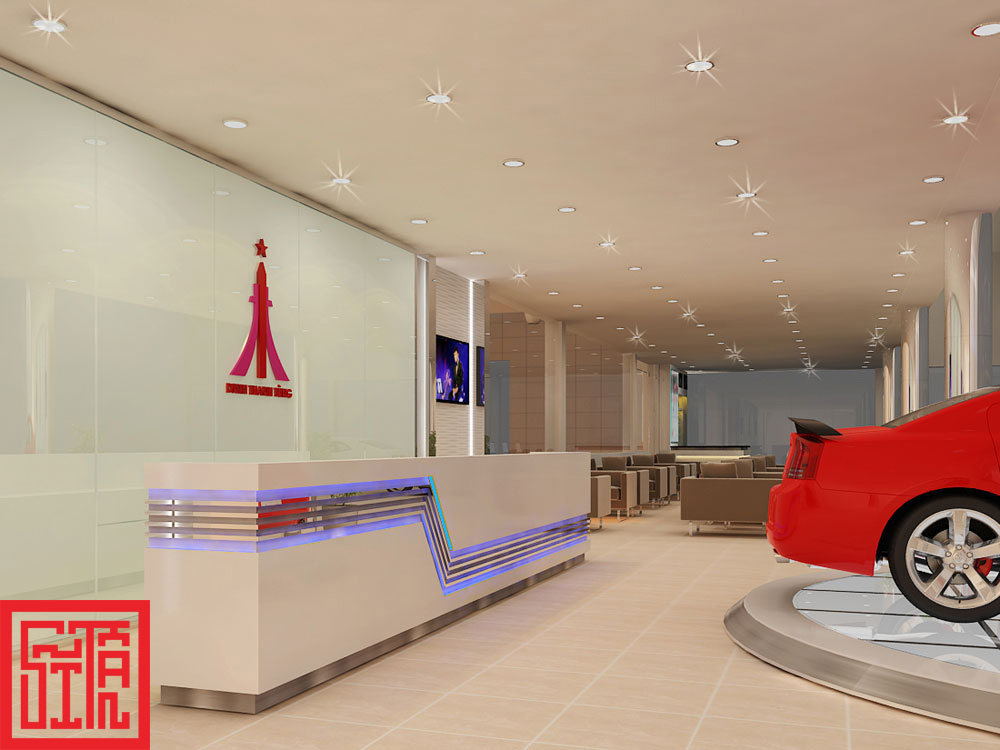 Quầy lễ tân showroom ô tô Thanh Tùng Nam Định với thiết kế hiện đại 