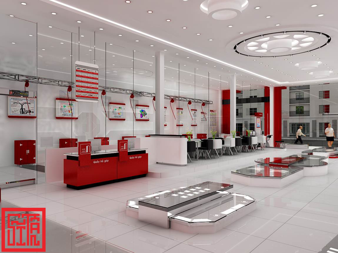 Thiết kế không gian giao dịch hiện đại, đồng nhất nhận diện với hệ thống showroom Honda trên toàn quốc.