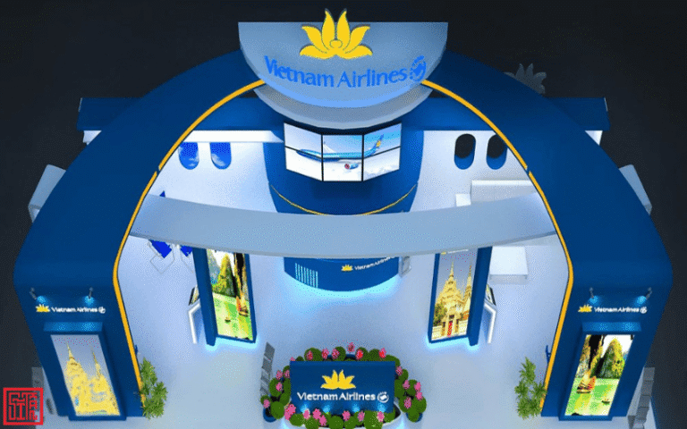 Thiết kế booth trưng bày Vietnam Airlines – Công trình do Nội thất Sĩ Tấn thực hiện