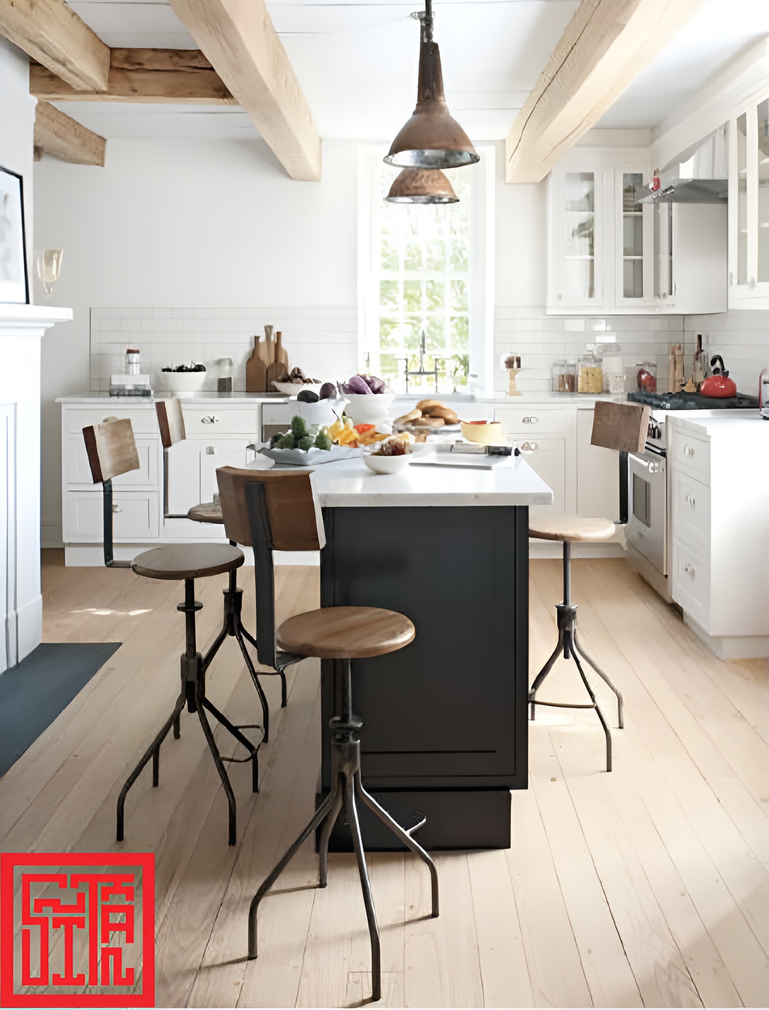 thiết kế nội thất phòng ăn Scandinavian, gam màu trắng sáng thoáng đãng 