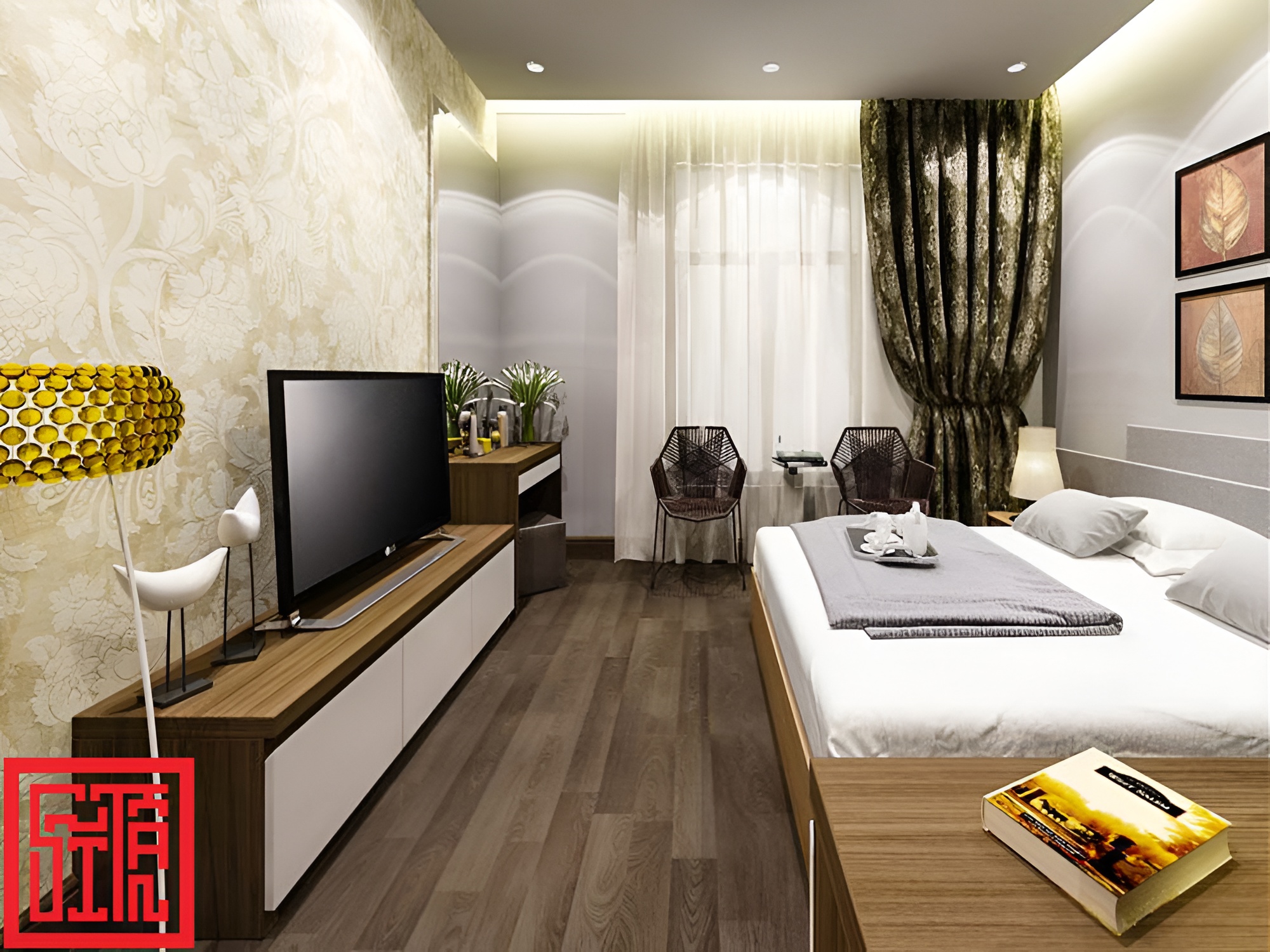 Thi công nội thất phòng ngủ khách sạn Vũ Minh phong cách hiện đại, gam màu ấm áp. 